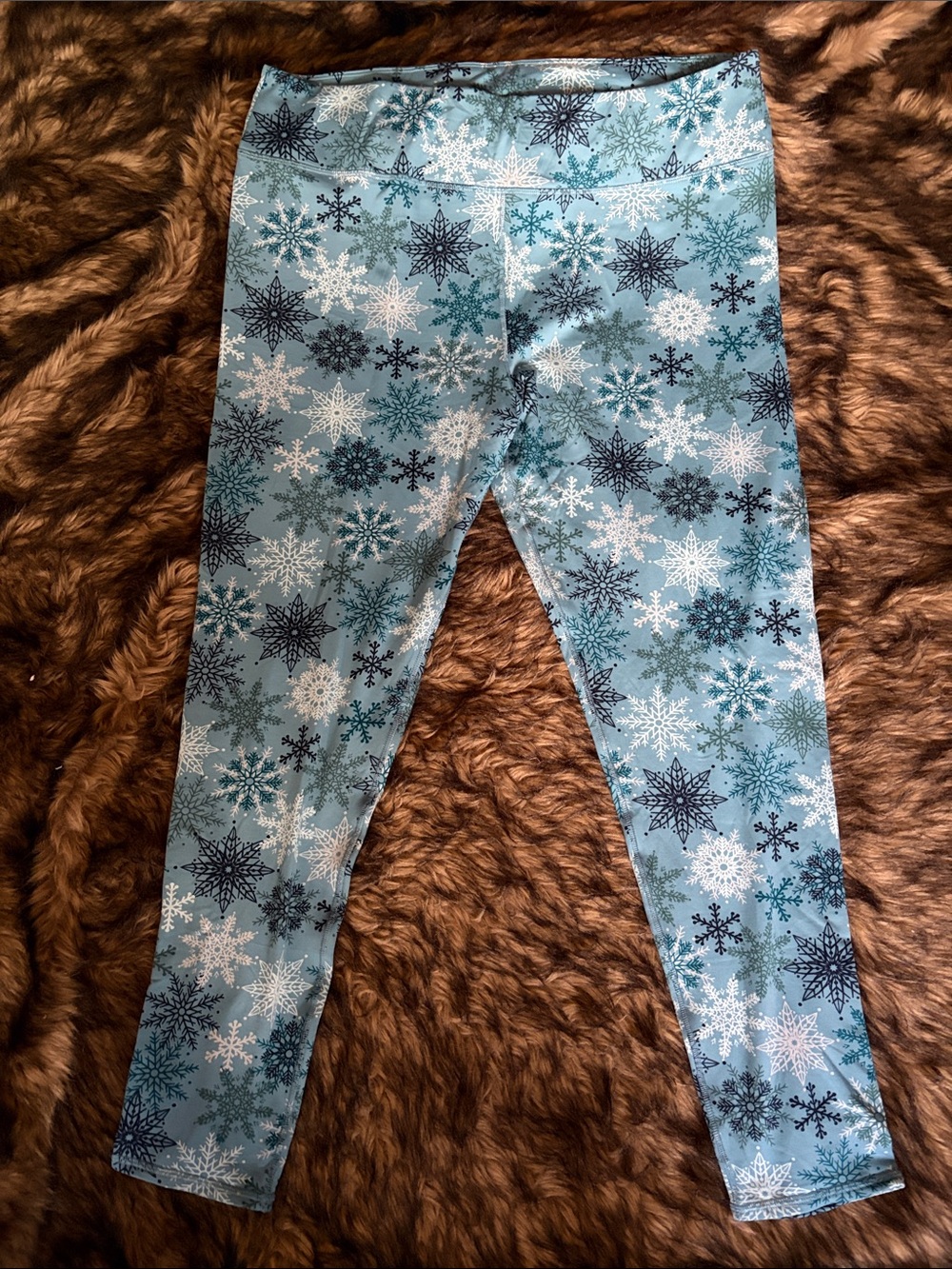 Climate Right by Cuddl Duds Blue Snowflake Print Base Layer Leggings Size XXL
